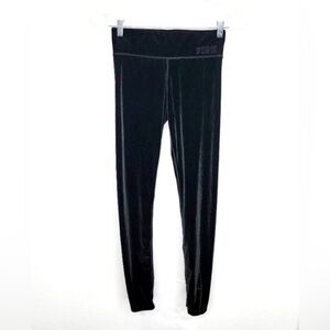 PINK Victoria's Secret Women's Black Embroidered Velour Leggings Size S